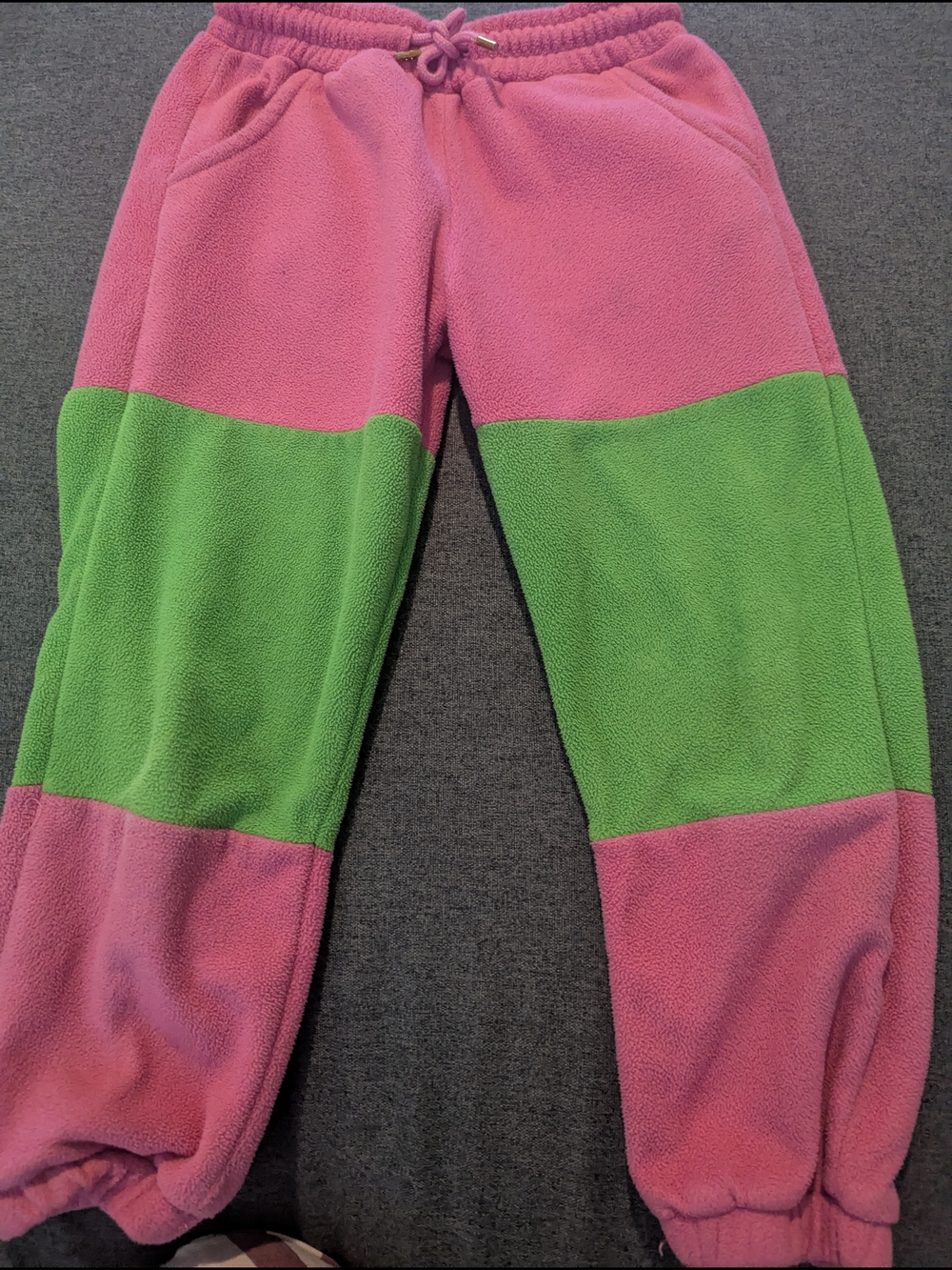 Mini Rodini Pink and Green Colorblock Fleece Joggers